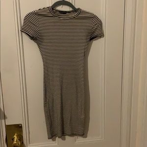 Black and white stripped ribbed dress